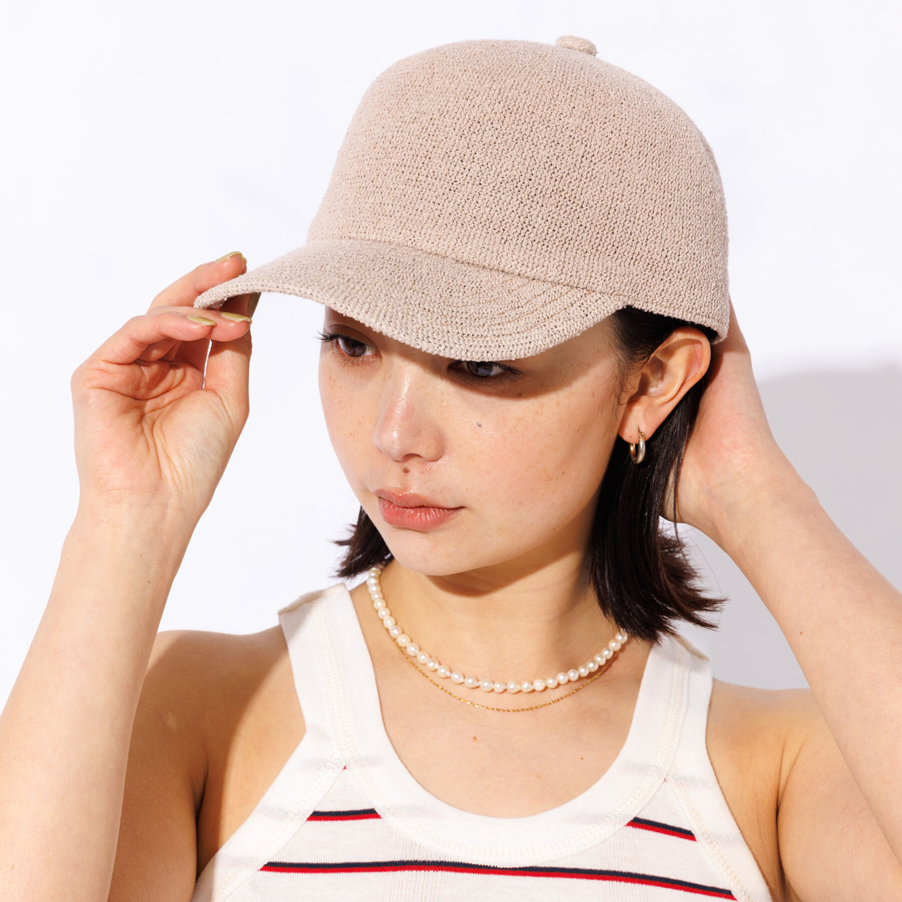 Rouge vif「【RUBEN】ループヤーンサーモキャップ / ストローキャップ / RUS-64」|その他|ベージュ