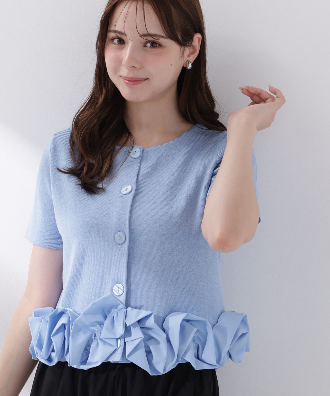PROPORTION BODY DRESSING「＜中川紅葉さん着用＞〈a/mie〉半袖ホイップヘムカーディガン」|カーディガン|