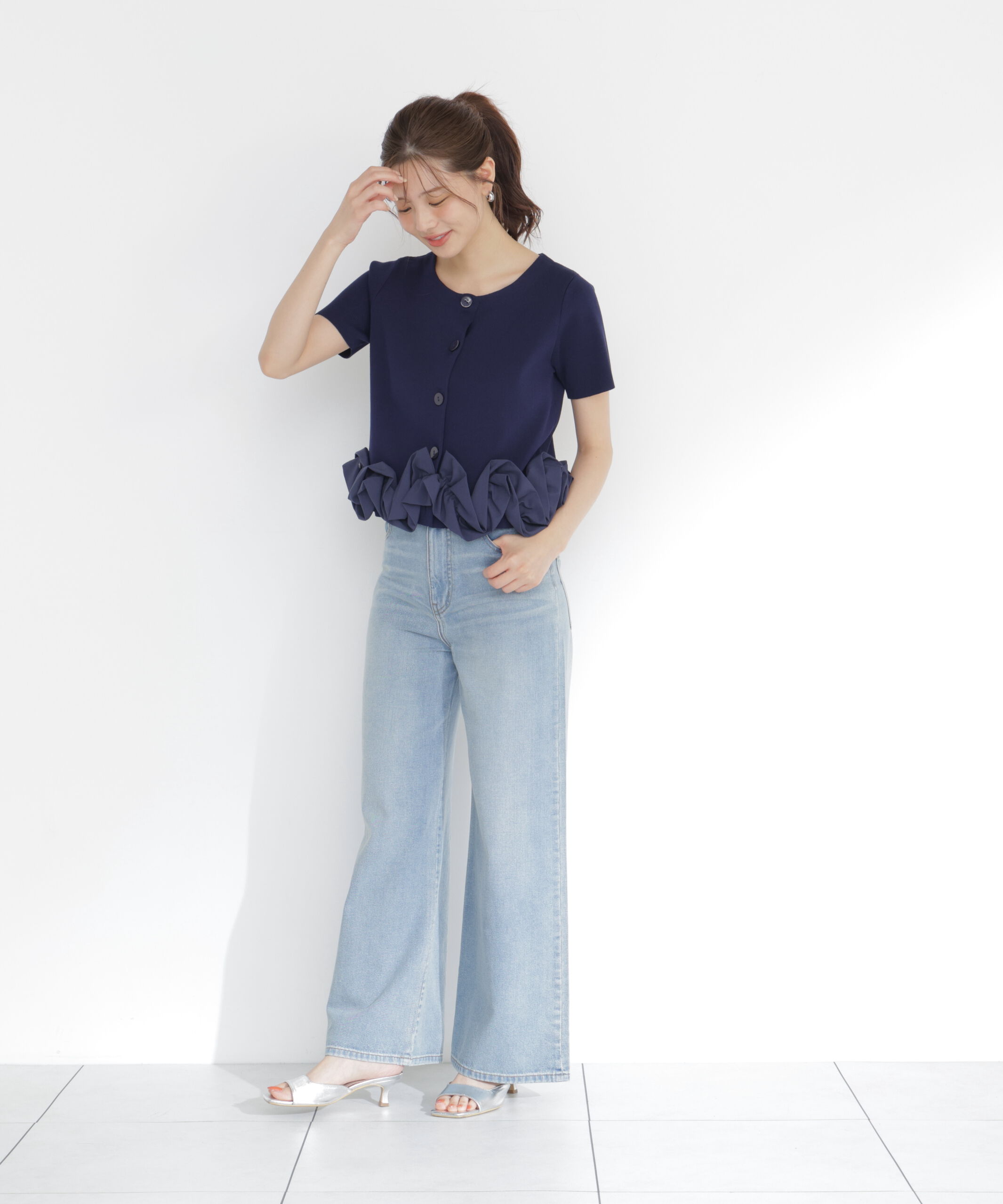 PROPORTION BODY DRESSING「＜中川紅葉さん着用＞〈a/mie〉半袖ホイップヘムカーディガン」|カーディガン|