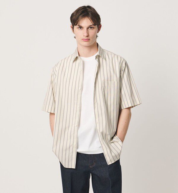 UNITED ARROWS「シルキーポプリン ワンピースレギュラーカラー ショートスリーブ シャツ」|シャツ・ブラウス|NATURAL