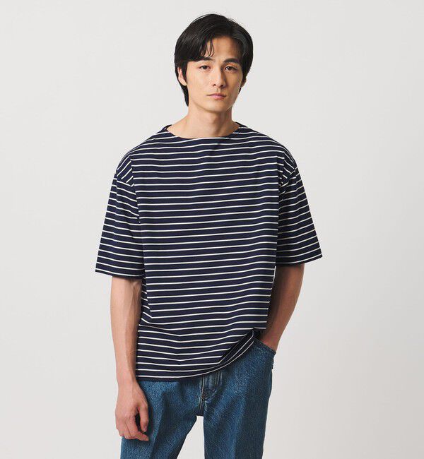 UNITED ARROWS「ジャガード ボーダー バスクシャツ」|Tシャツ・カットソー|NAVY