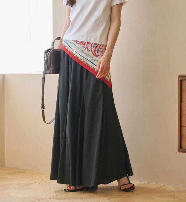 BEAUTY&YOUTH UNITED ARROWS「【WEB限定】麻ブレンド フレアロングスカート ウォッシャブル」|フレア|BLACK