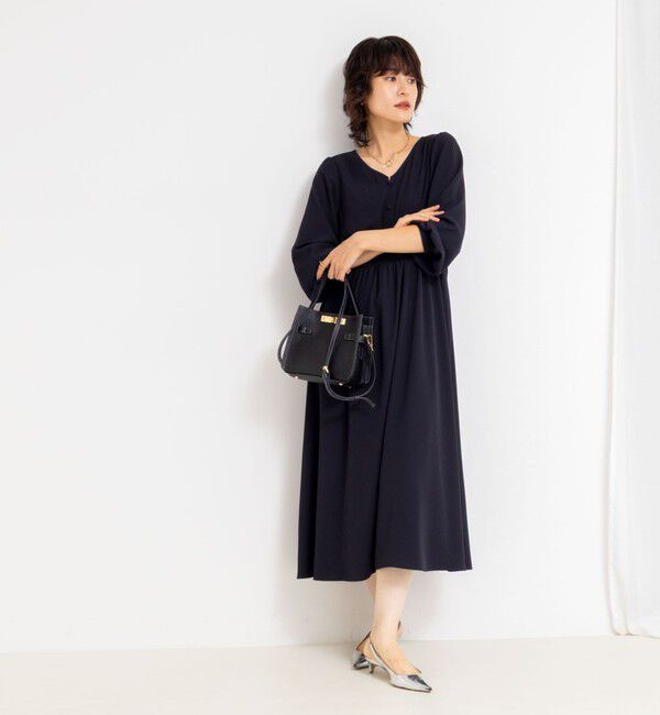 NOLLEY'S sophi「ウォッシャブルジョーゼットVネックギャザーワンピース」|ワンピース|