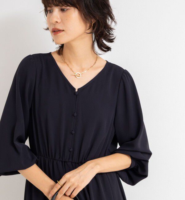 NOLLEY'S sophi「ウォッシャブルジョーゼットVネックギャザーワンピース」|ワンピース|