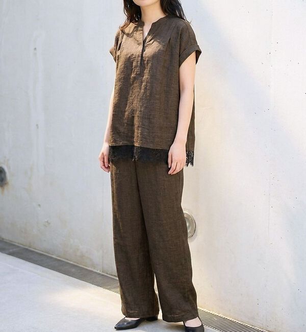 Rouge vif「【2点セット/WEB限定】カルゼヴィンテージセットアップ/スキッパー裾レースブラ」|シャツ・ブラウス|