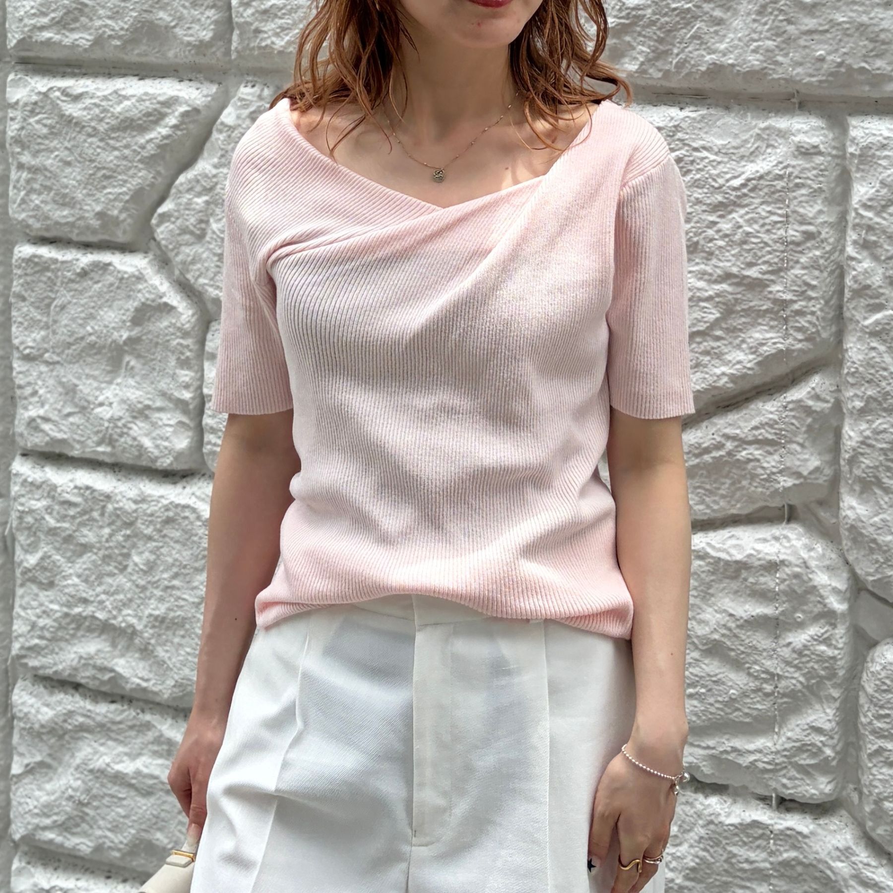 Rouge vif「【一部店舗 / WEB限定】ハーフスリーブドレープリブニット」|ニット・セーター|