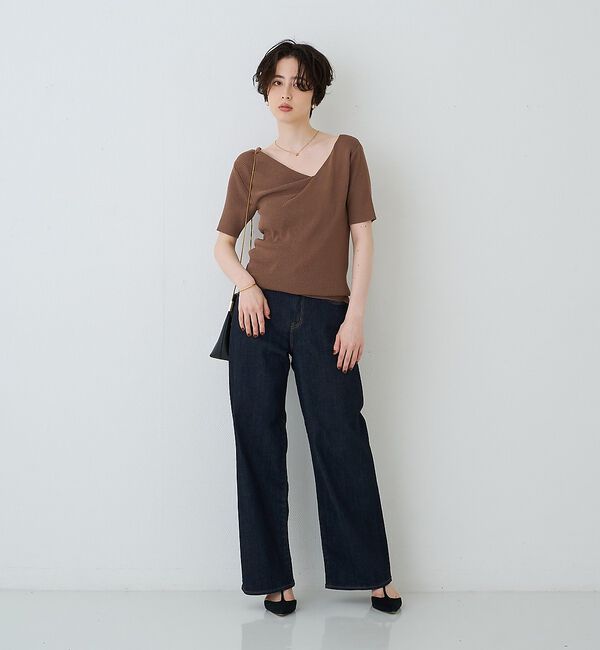 Rouge vif「【一部店舗 / WEB限定】ハーフスリーブドレープリブニット」|ニット・セーター|