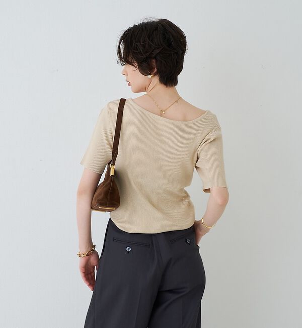 Rouge vif「【一部店舗 / WEB限定】ハーフスリーブドレープリブニット」|ニット・セーター|