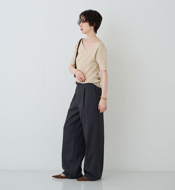 Rouge vif「【一部店舗 / WEB限定】ハーフスリーブドレープリブニット」|ニット・セーター|