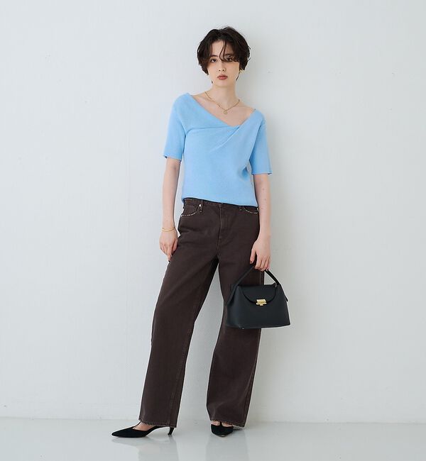 Rouge vif「【一部店舗 / WEB限定】ハーフスリーブドレープリブニット」|ニット・セーター|