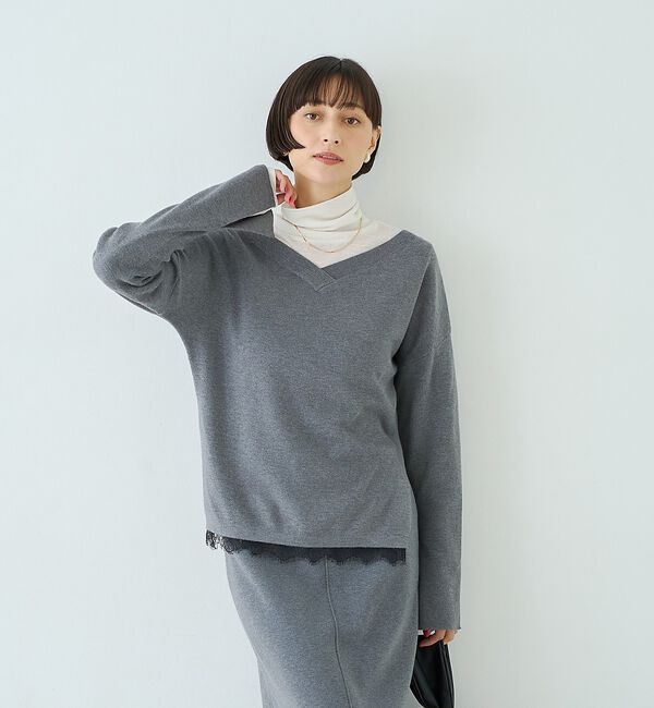 Rouge vif「【セットアップ対応】前後2WAYウール混フレアスリーブプルオーバー」|ニット・セーター|