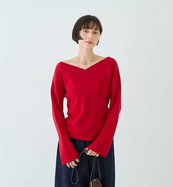 Rouge vif「【セットアップ対応】前後2WAYウール混フレアスリーブプルオーバー」|ニット・セーター|