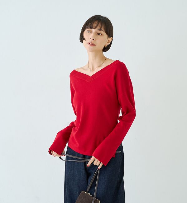 Rouge vif「【セットアップ対応】前後2WAYウール混フレアスリーブプルオーバー」|ニット・セーター|