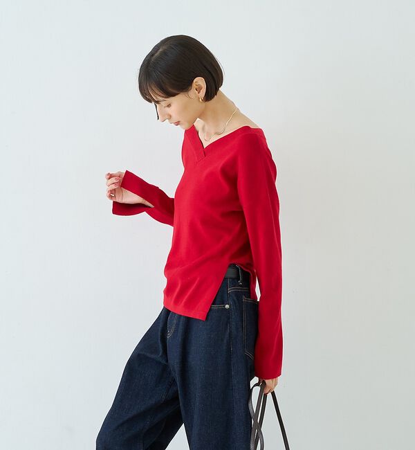 Rouge vif「【セットアップ対応】前後2WAYウール混フレアスリーブプルオーバー」|ニット・セーター|