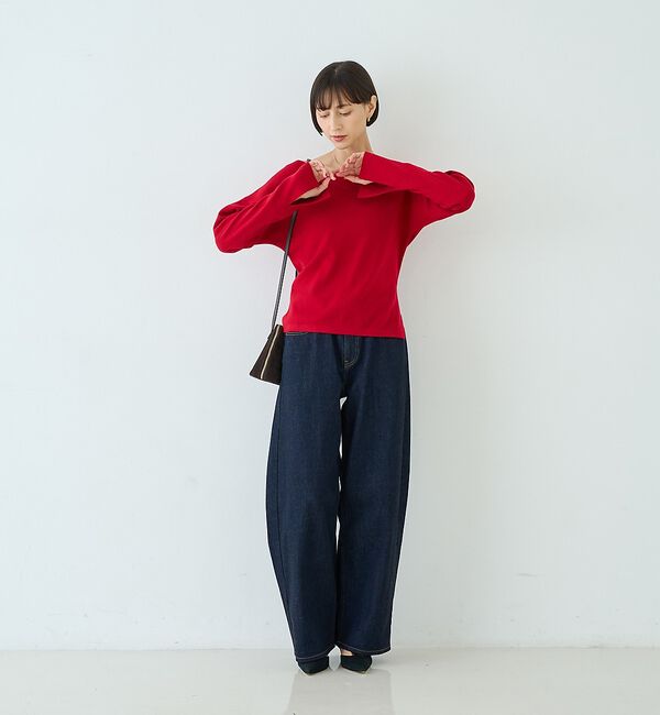 Rouge vif「【セットアップ対応】前後2WAYウール混フレアスリーブプルオーバー」|ニット・セーター|