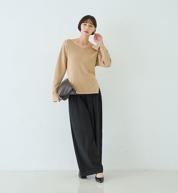 Rouge vif「【セットアップ対応】前後2WAYウール混フレアスリーブプルオーバー」|ニット・セーター|