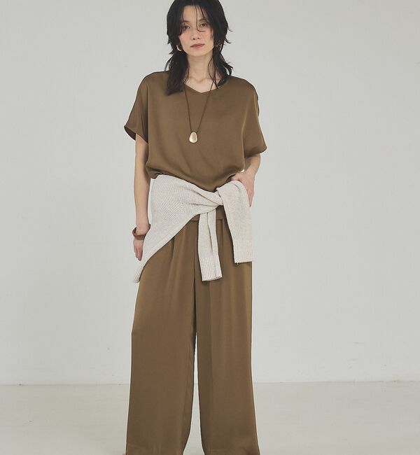 qualite「【接触冷感＆吸水速乾】新色入荷！クールサテンブラウス/セットアップ対応」|シャツ・ブラウス|