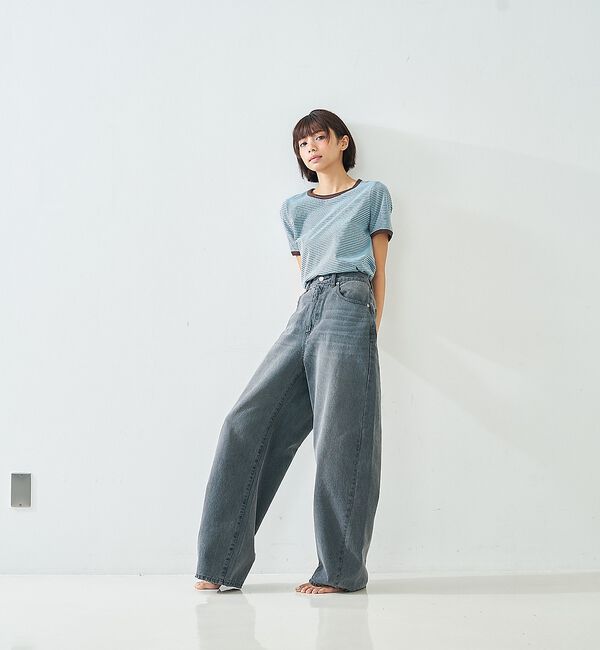 abahouse mavie「ウォッシュドバレルデニムパンツ」|デニム|