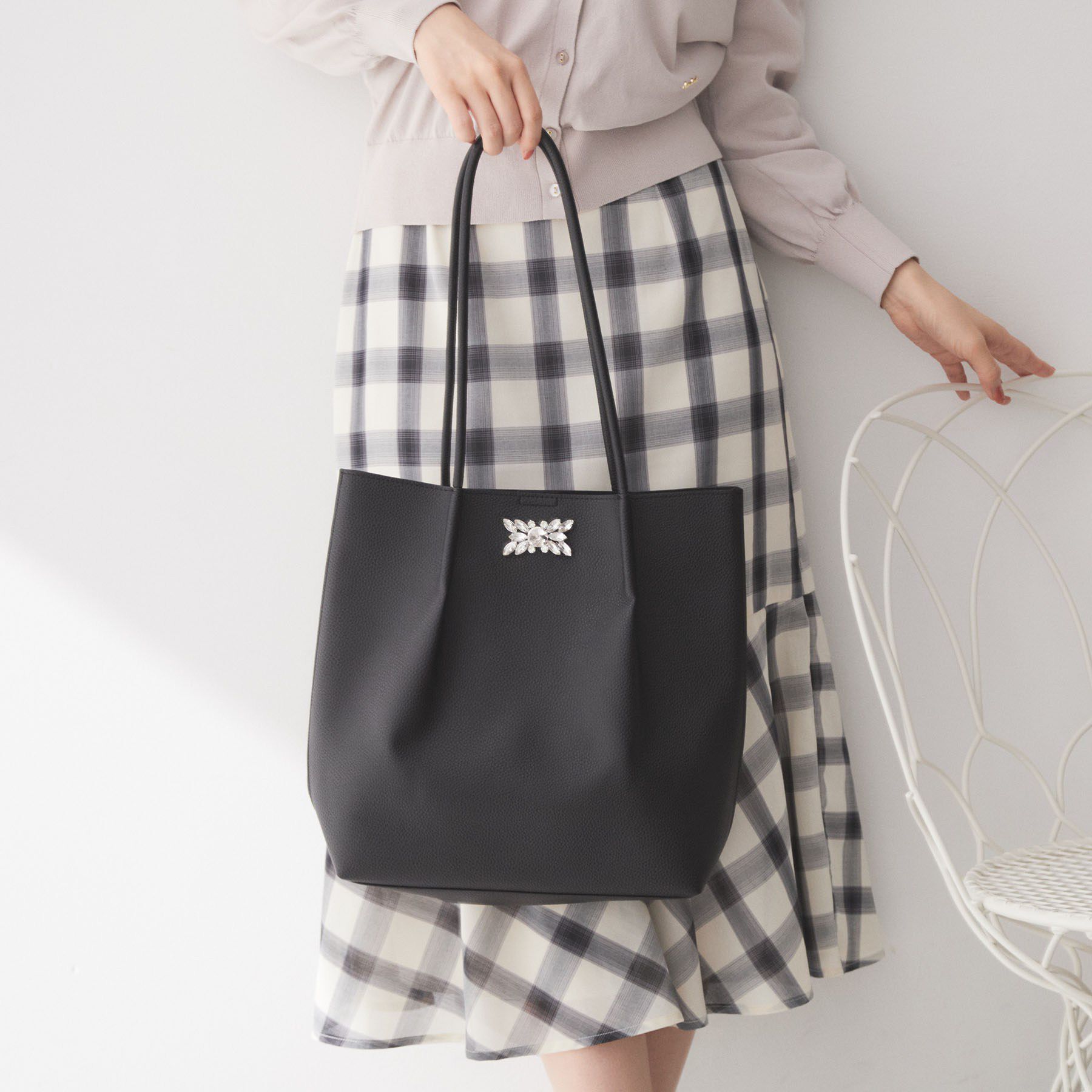 index「【軽量】ビジュー付きA4トートバッグ」|トートバッグ|