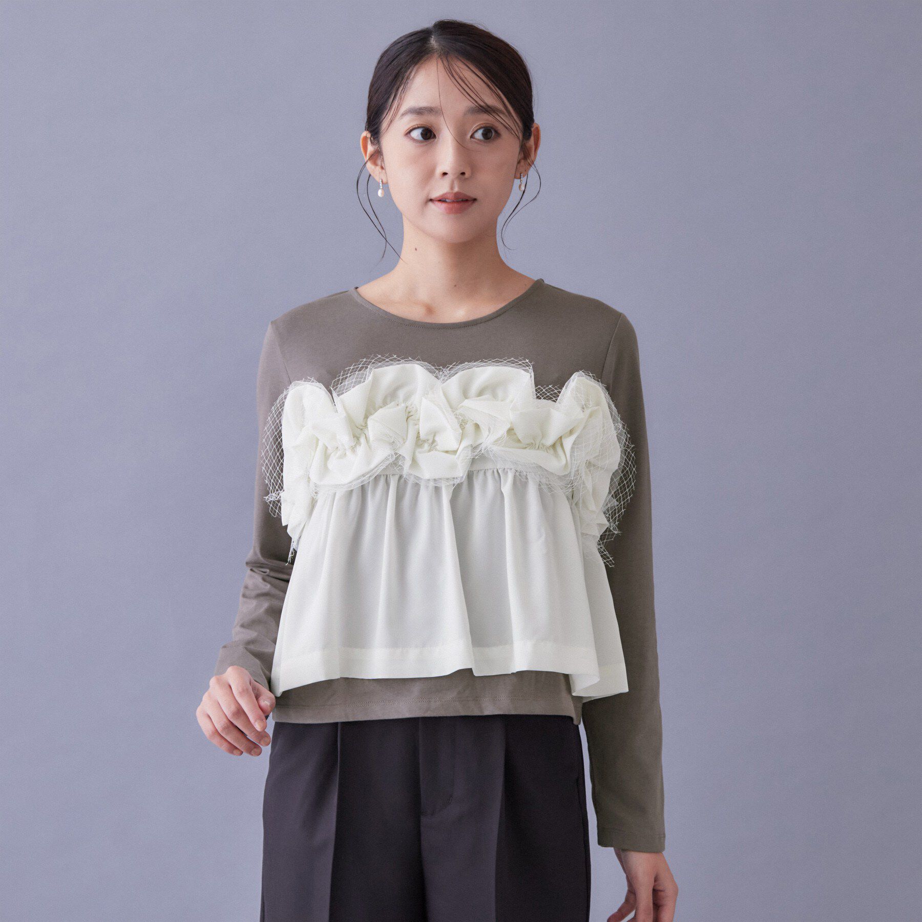 index「フリルぺプラムドッキングトップス【洗濯機OK】」|Tシャツ・カットソー|