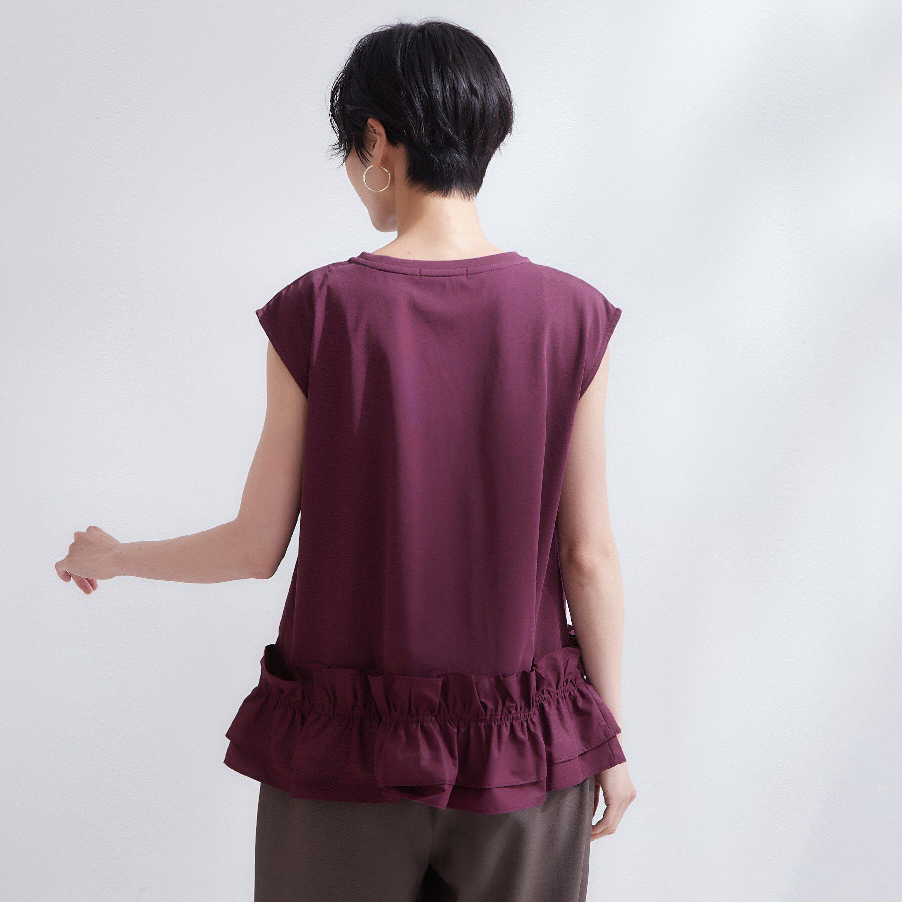 OPAQUE.CLIP「裾フリルドッキングカットソー【洗濯機OK】」|Tシャツ・カットソー|