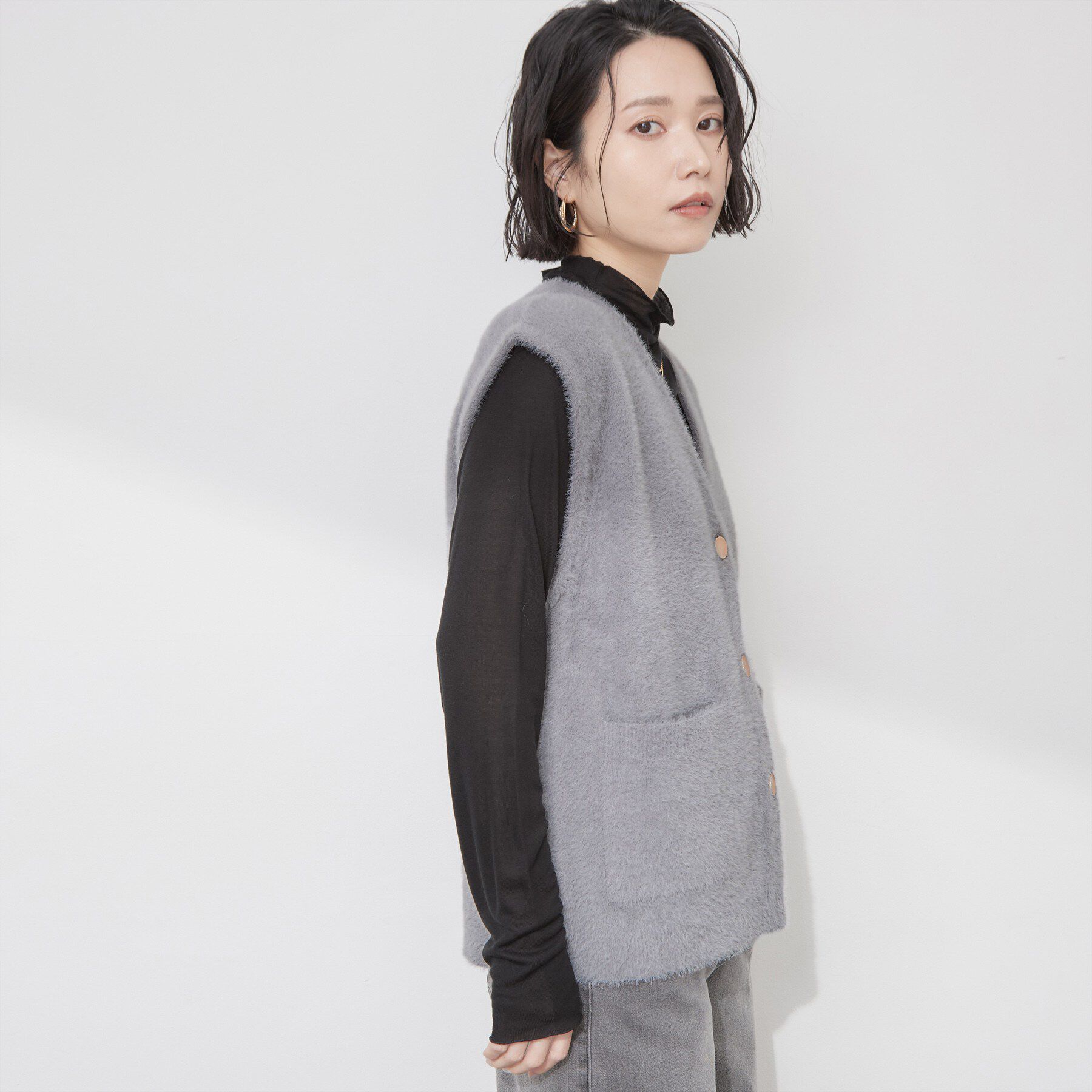 OPAQUE.CLIP「フェザーヤーンニットベスト【洗濯機OK】」|ニット・セーター|
