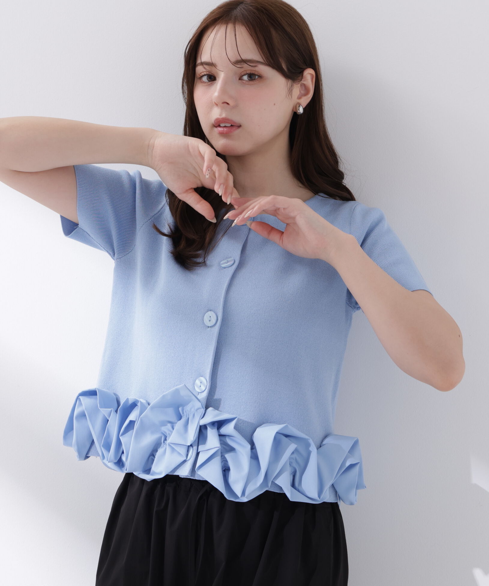 PROPORTION BODY DRESSING「＜中川紅葉さん着用＞〈a/mie〉半袖ホイップヘムカーディガン」|カーディガン|
