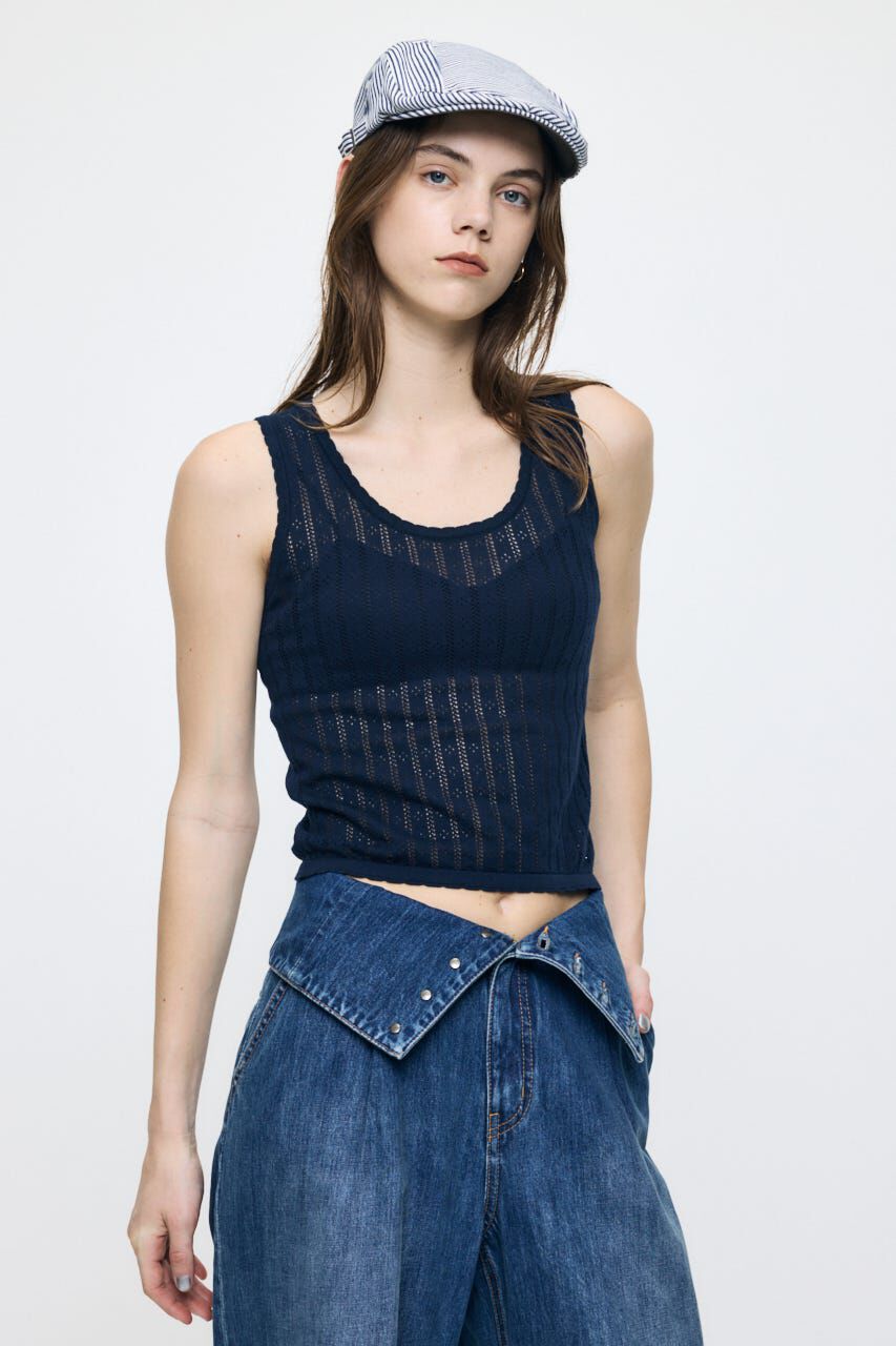 MOUSSY「EYELET KNIT タンク」|タンクトップ|NVY