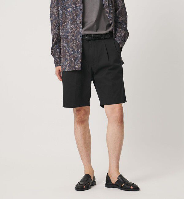 UNITED ARROWS「ツイル ベーシック 1プリーツ ショーツ」|その他|BLACK