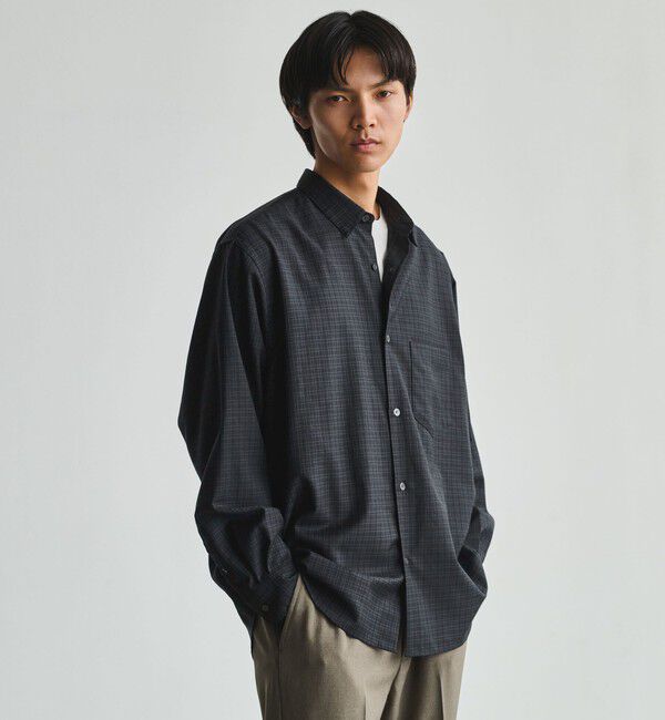 UNITED ARROWS green label relaxing「ウォッシャブル ビエラチェック ジャストルーズ 長袖 シャツ」|シャツ・ブラウス|DK.GREEN