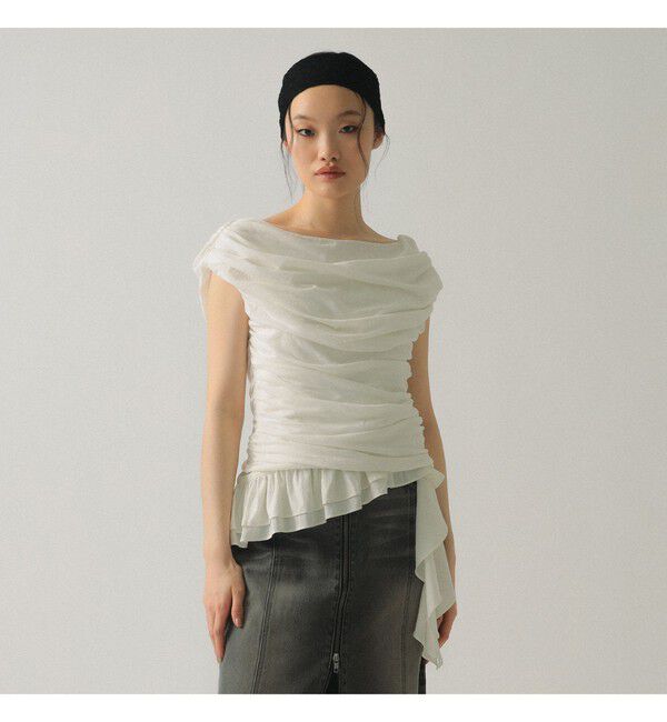 Ray BEAMS 「ギャザー ドレープ Tシャツ」|Tシャツ・カットソー|