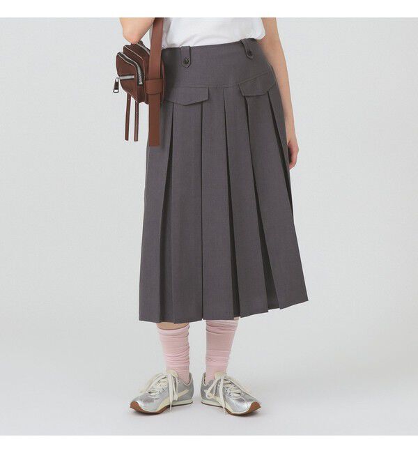 Ray BEAMS 「ボックス プリーツ ミディ スカート」|スカート|GREY