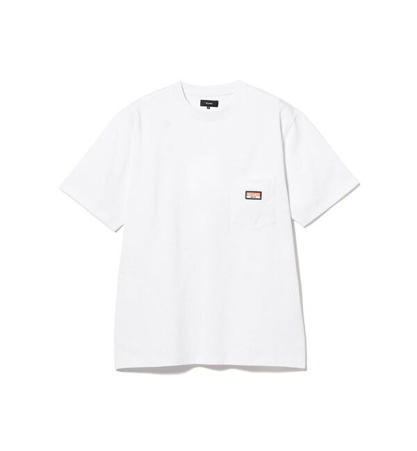BEAMS「ヘビーウエイト ロゴワッペン Tシャツ【ベーシックフィット】」|Tシャツ・カットソー|WHITE