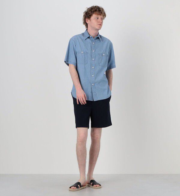 TOMORROWLAND MENS「コットンダンガリーダブルポケット ハーフスリーブワークシャツ CANCLINI」|シャツ・ブラウス|