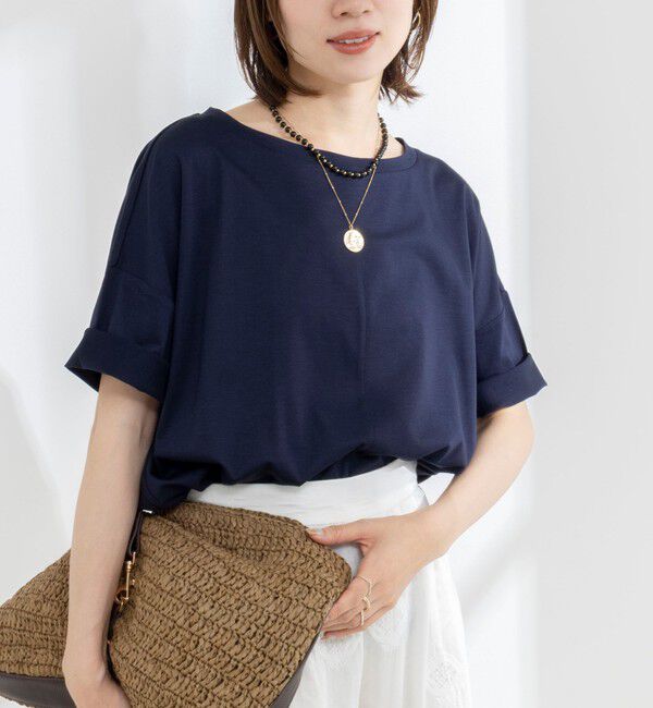 NOLLEY'S「【WEB限定】ウォッシャブルリヨセル綿オトナT」|Tシャツ・カットソー|ネイビー