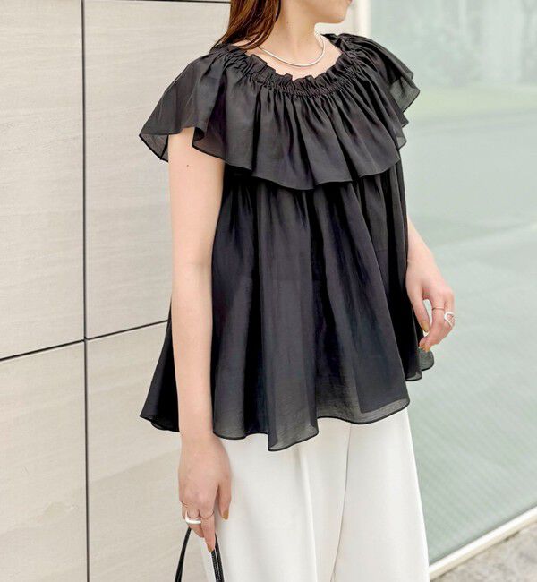 NOLLEY'S sophi「《セットアップ対応》【BECシリーズ】ウォッシャブルシアーローンオフショルブラウス」|シャツ・ブラウス|ブラック