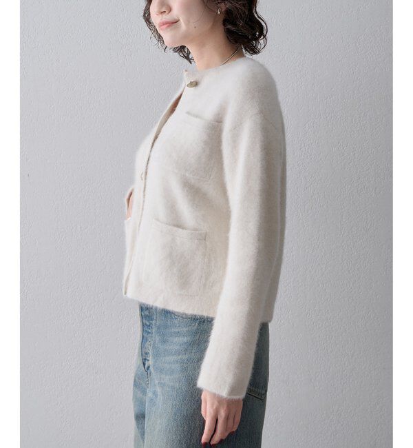  「〈WEB限定カラーあり〉カシミヤ混ファークルーネックニットジャケット」|ニット・セーター|