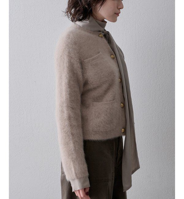  「〈WEB限定カラーあり〉カシミヤ混ファークルーネックニットジャケット」|ニット・セーター|
