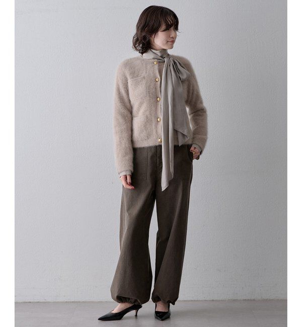  「〈WEB限定カラーあり〉カシミヤ混ファークルーネックニットジャケット」|ニット・セーター|
