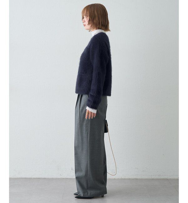  「〈WEB限定カラーあり〉カシミヤ混ファークルーネックニットジャケット」|ニット・セーター|