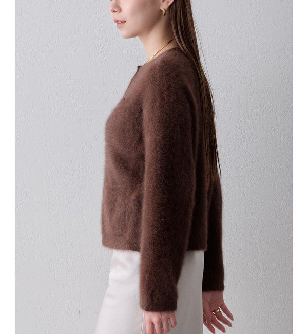  「〈WEB限定カラーあり〉カシミヤ混ファークルーネックニットジャケット」|ニット・セーター|