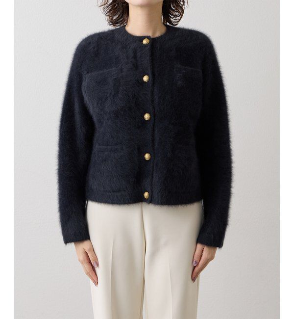  「〈WEB限定カラーあり〉カシミヤ混ファークルーネックニットジャケット」|ニット・セーター|