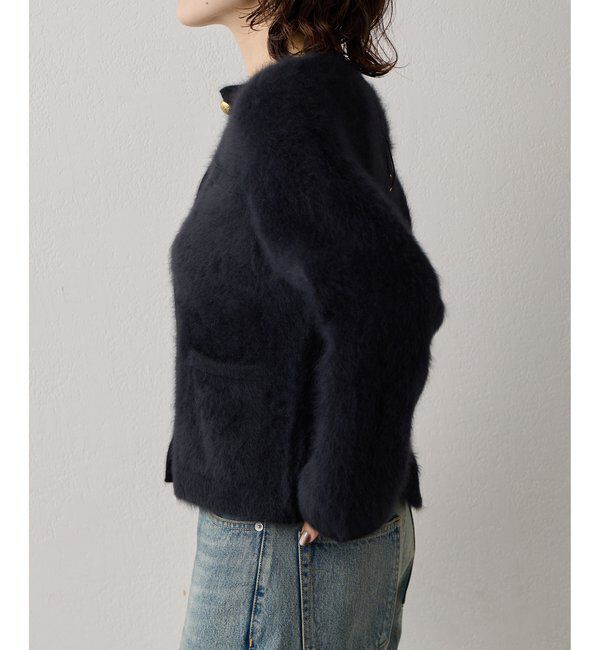  「〈WEB限定カラーあり〉カシミヤ混ファークルーネックニットジャケット」|ニット・セーター|