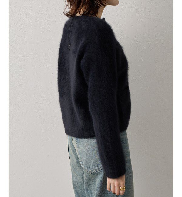  「〈WEB限定カラーあり〉カシミヤ混ファークルーネックニットジャケット」|ニット・セーター|