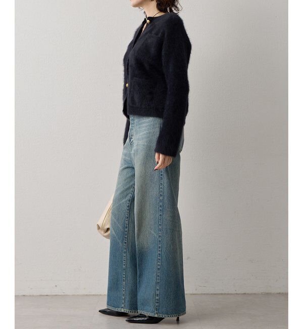  「〈WEB限定カラーあり〉カシミヤ混ファークルーネックニットジャケット」|ニット・セーター|