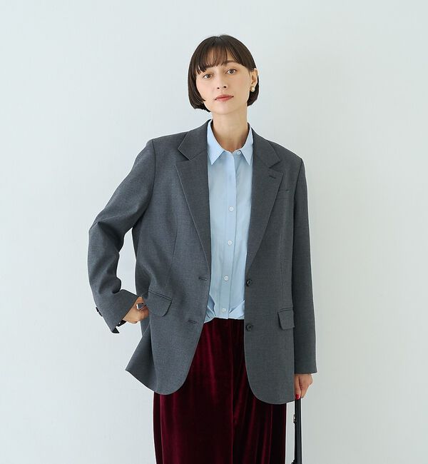 Rouge vif「ウール混ストレッチツイルシングルテーラージャケット」|テーラードジャケット|
