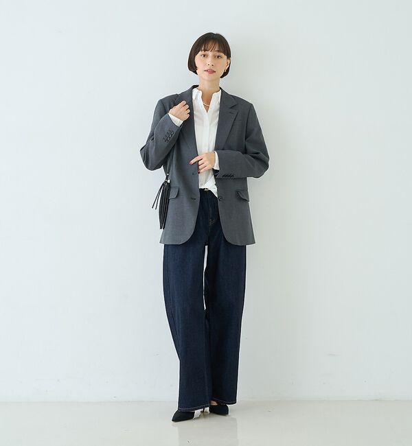 Rouge vif「ウール混ストレッチツイルシングルテーラージャケット」|テーラードジャケット|