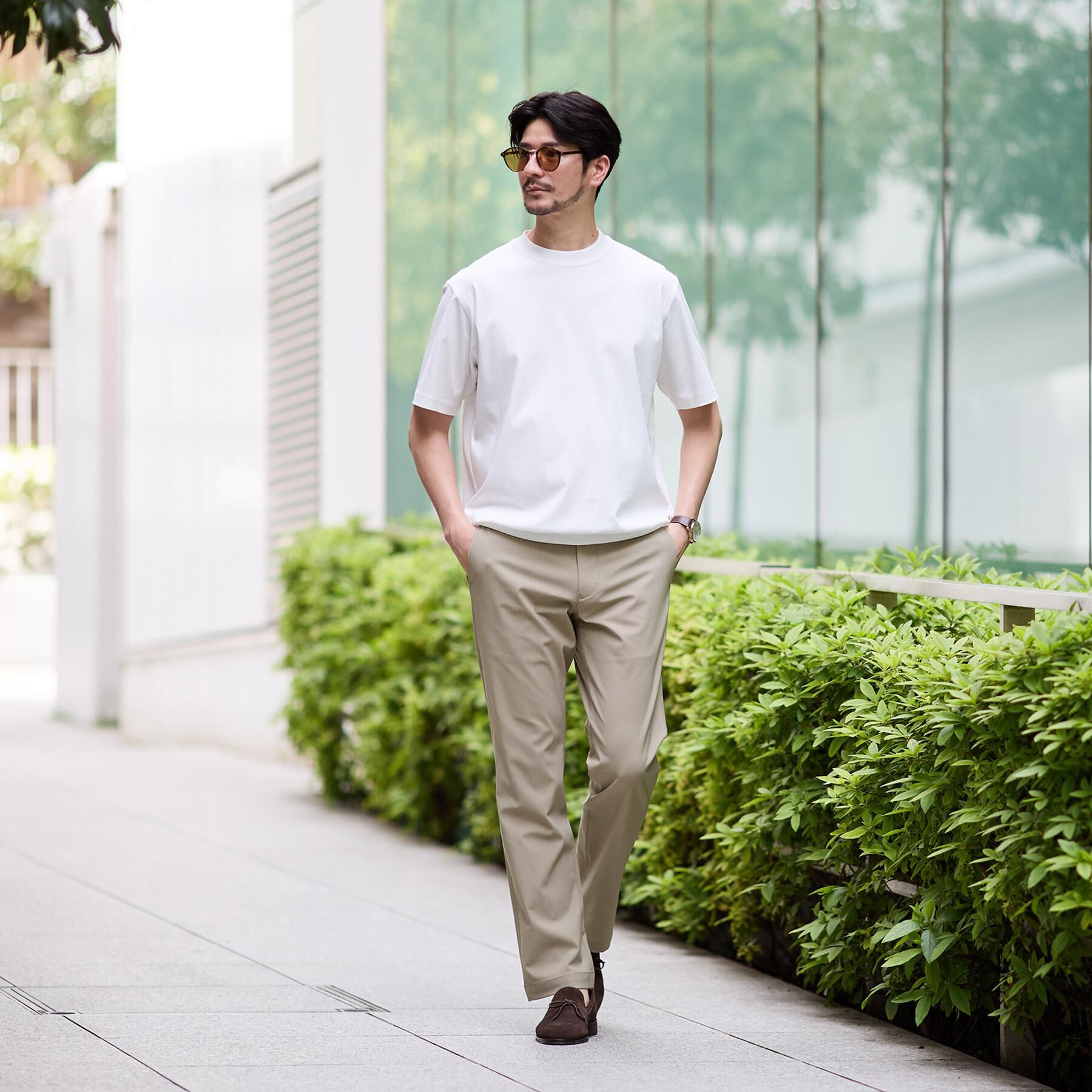 TAKEO KIKUCHI「【接触冷感/吸汗速乾】サイドゴアウエスト ストレートパンツ」|その他|