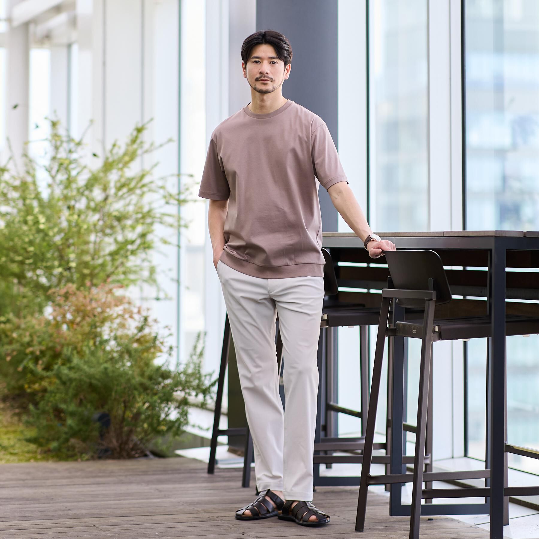 TAKEO KIKUCHI「【接触冷感/吸汗速乾】サイドゴアウエスト ストレートパンツ」|その他|