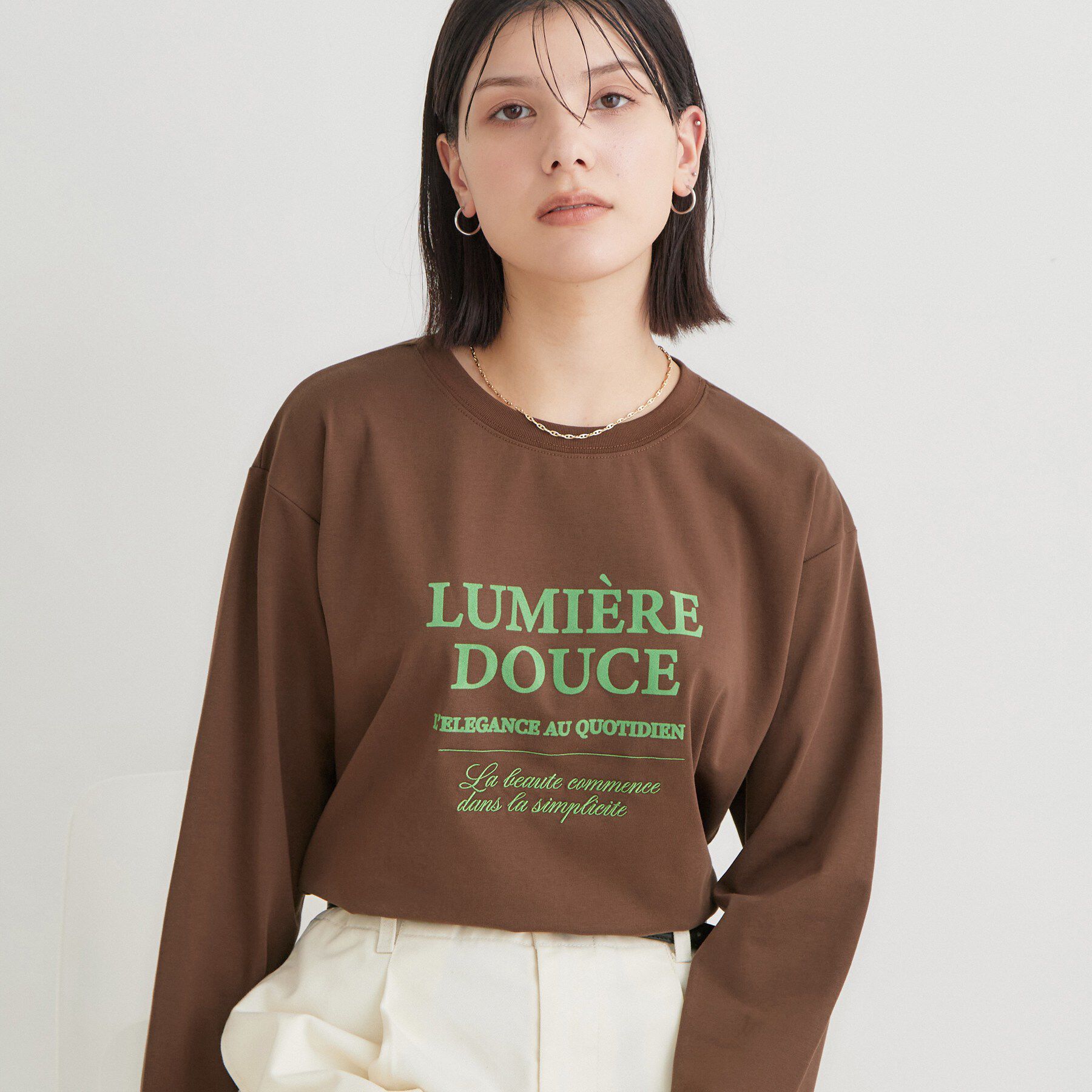 THE SHOP TK「ロゴ＆フォトアソートロンT」|Tシャツ・カットソー|ブラウン(043)